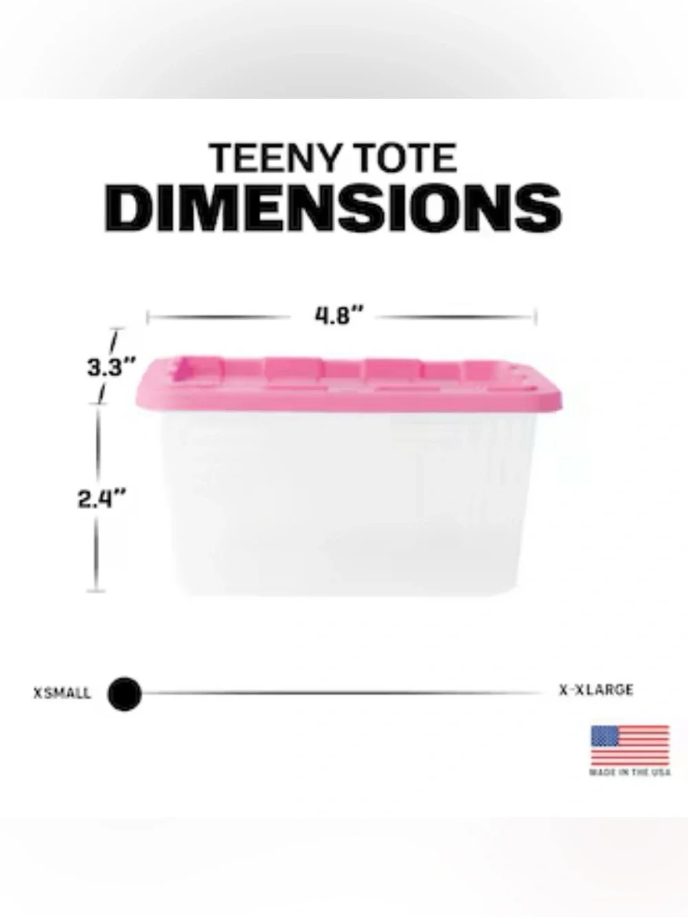 Set of 3 - XS Clear Storage Teeny Tote Containers with Pink Lids NWT